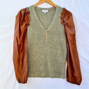 ANTHROPOLOGIE X CURRENT AIR NWOT PUFF TEXTURED MULTI TONED SWEATER MEDIUM